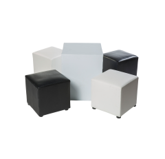 ชุดโต๊ะกลางกล่อง + เก้าอี้สตูลลูกเต๋า สีขาว/สีดำ