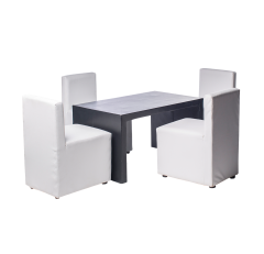 ชุดโต๊ะ U คว่ำยาว+เก้าอี้สตูลพนักพิง