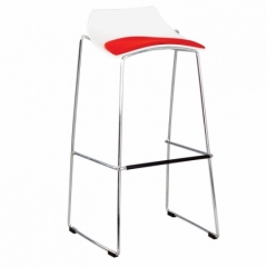 เก้าอี้สตูลบาร์ สีขาว เบาะหนังสีแดง รุ่น Chevie